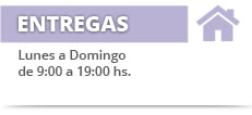 Entregas: Lunes a Domingo de 8 a 21hrs.